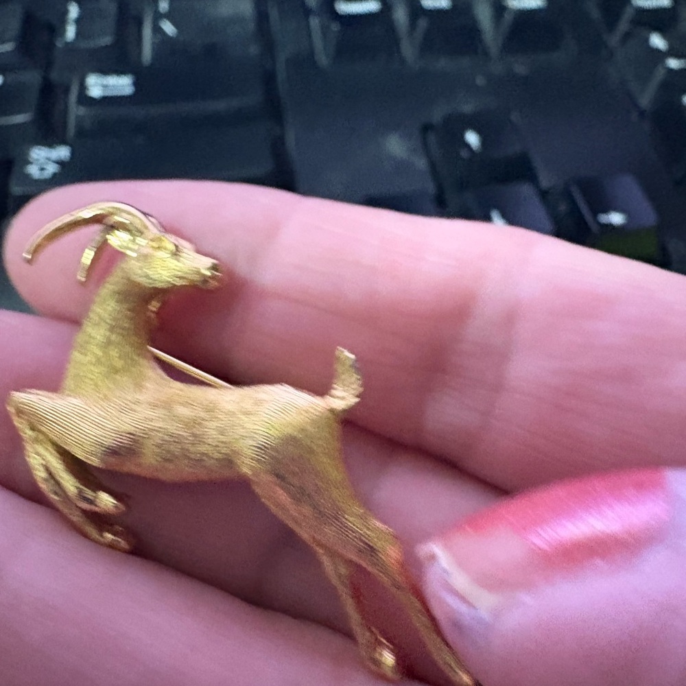 S43 Crown Trifari Vintage Ram Brooch